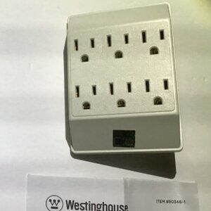 Westinghouse 6 Outlet Adapter Wall Tap with Grounded, White
